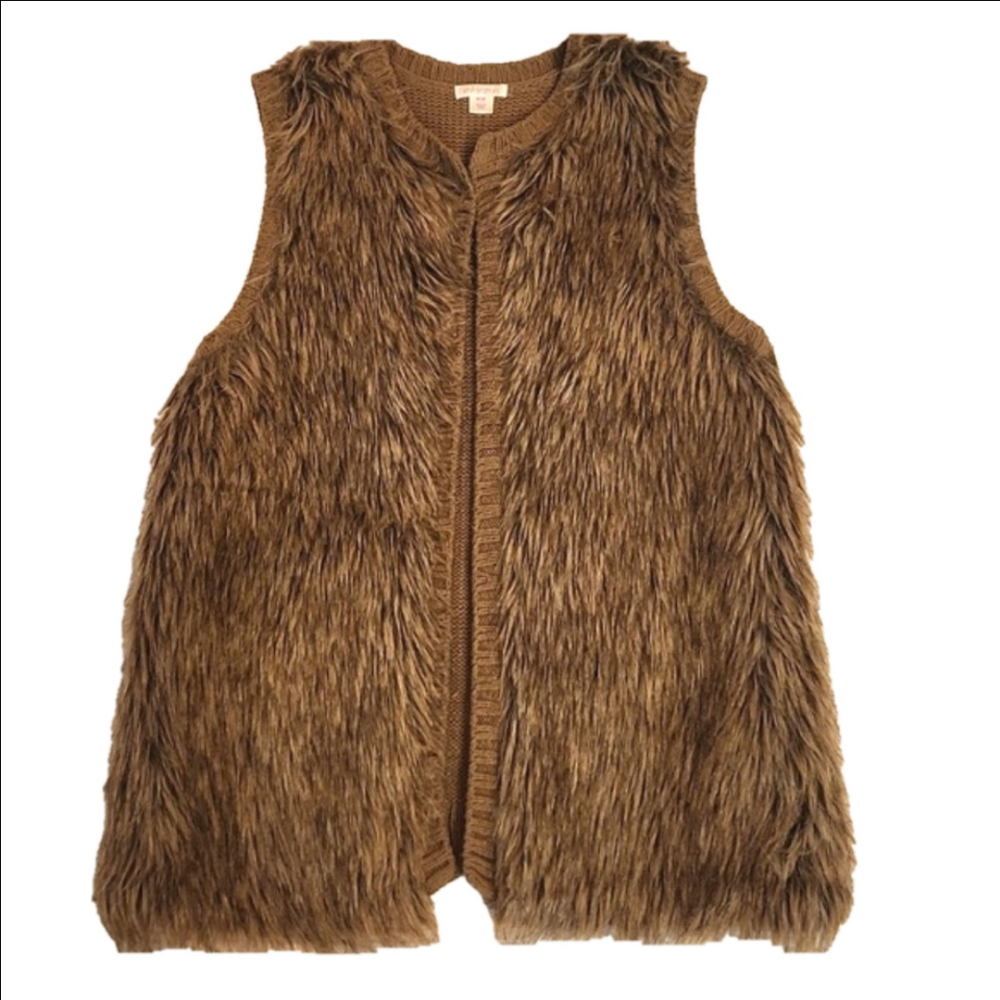 Womens Xhilaration camel/ brown faux fur vest size M. - Picture 2 of 12